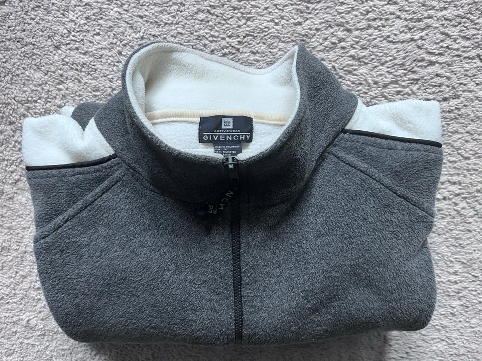 Chaqueta Suéter Vintage Givenchy Activewear Azul Gris Cuarto Cremallera Para Hombre L Polar Foto 2 de 4