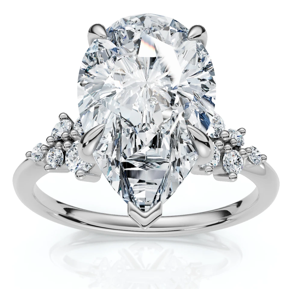 Certified 3 1/3Ct Pear Diamond Engagement Ring 14k Gold or Platinum Lab Grown