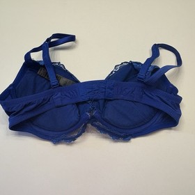 La Perla 3 Blue Padded Underwire Lace Floral Bra Size 36C Made In Italy Silk