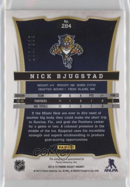 2013-14 Panini Select Rookie Auto /399 Nick Bjugstad #284 Rookie Auto RC - Image 2 of 2