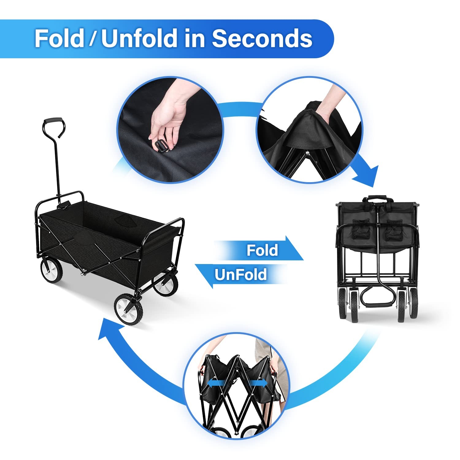 YSSOA Rolling Folding & Rolling Collapsible Garden Cart Outdoor Camping Wagon...