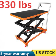 330lbs Hydraulic Lift Table Cart 50 Height Manual Double Scissor Lift Table