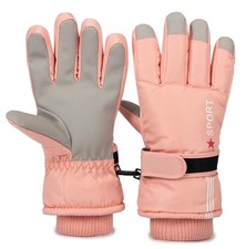 Kids Winter Ski Snow Gloves - Warm Waterproof Snowboard for 5-10 Years Pink10