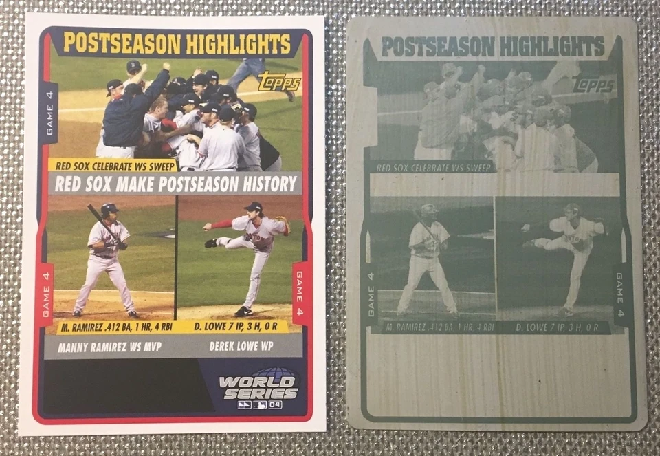 Juego de placas de impresión 1/1 Topps Boston Red Sox World Champions AFLAC 2005 368 1/1 Foto 3 de 4