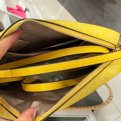 Michael Kors Jet Set Large MK Logo Zip Chain Strap Crossbody
