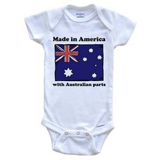Made In America With Australian Parts Funny Australia Flag Baby Bodysuit