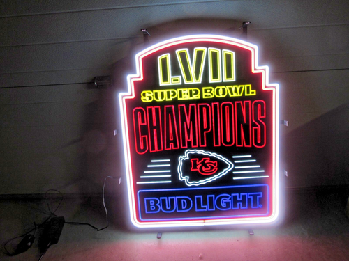 Bud Light Kansas City Chiefs Super Bowl LVII Championship LED Beer Sign Bar