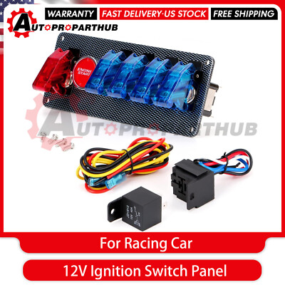 6 in 1 12V Ignition Switch Panel Fits For Race Car Ignition Starter Switches