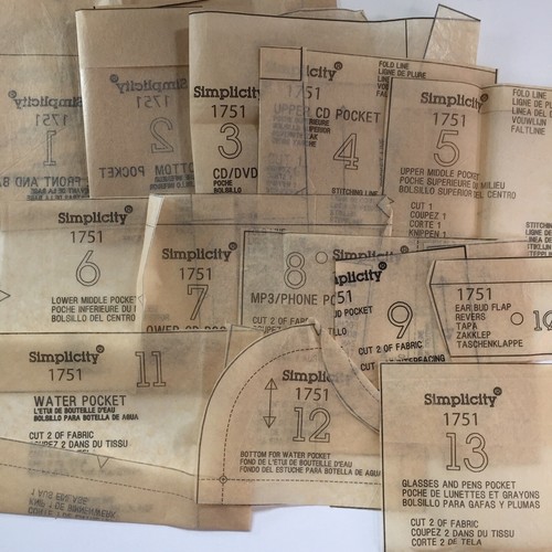 Simplicity 1751 Car Seat Organiser Back Pockets Behind Tidy Cut Used Pattern - Picture 10 of 10