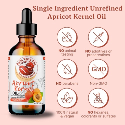 Organic Apricot Kernel Oil - 4oz | Cold-Pressed Oil for Skincare, Haircare & DIY - Picture 3 of 8