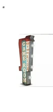 Game Room Double Sided Rustic Metal Marquee LED Light Up Arrow Sign Arcade