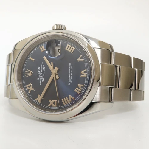 Rolex Datejust 36 Blue Roman Numeral Dial Stainless Steel Oyster Bracelet 116200