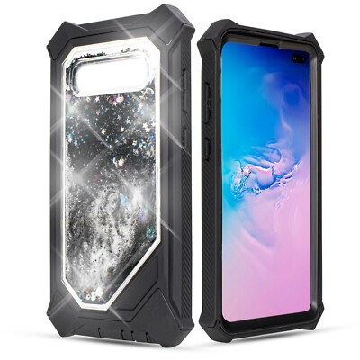 For Samsung S10 Plus Clear Phone Case Liquid Glitter Quicksand + HD Screen S10+