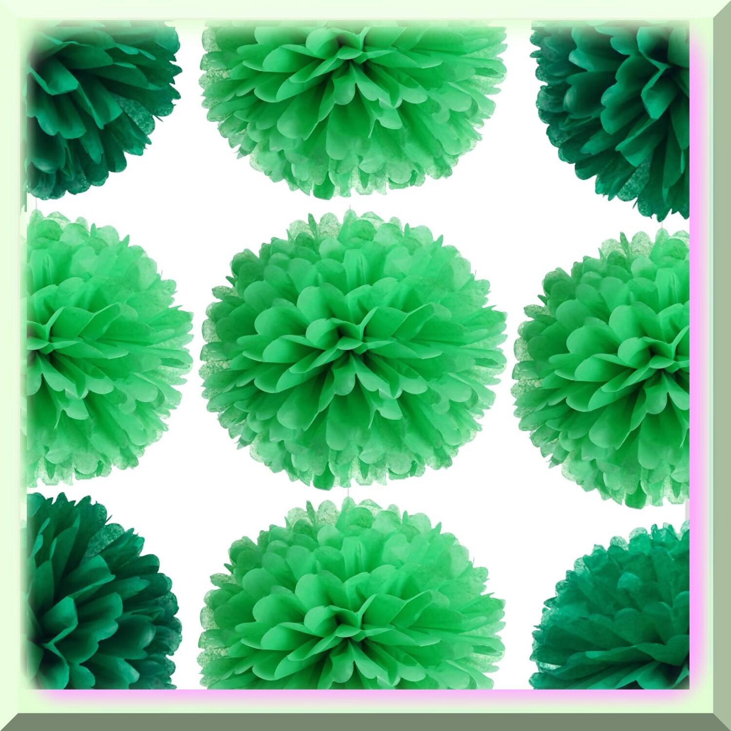Green Blooms: DIY Tissue Pom Poms Kit - Vibrant Paper Flowers for Party, Wedding