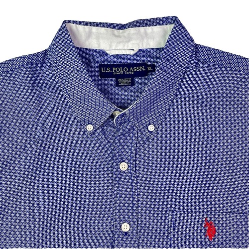 US Polo Assn Shirt Men's XL Plaid Geometric Pattern Button Up Short Sleeve - Picture 2 of 8
