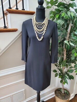 Laundry Women Black Polyester Round Neck Long Sleeve Casual Knee Length  Dress 2 | eBay