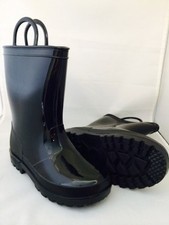 New Boys Black Rain Boots-Waterproof Sizes Toddler, Little Kids, Big Kids