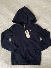 NWT Polo Ralph Lauren Navy Little Girls French Terry Zip Up Hoodie Size 6X
