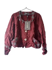 Neslay Bnwt Cropped Blazer Burgandy Wool Blend Jacket Size 1/2 Large Pockets
