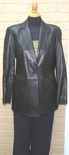 Liz Claiborne Black Nappa Leather Blazer Jacket Hand Stitched Uk 6-8 £300