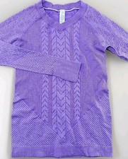 Ivivva Glacier Air  Long Sleeve Top Girls 12 Purple V-Neck Performance Knit