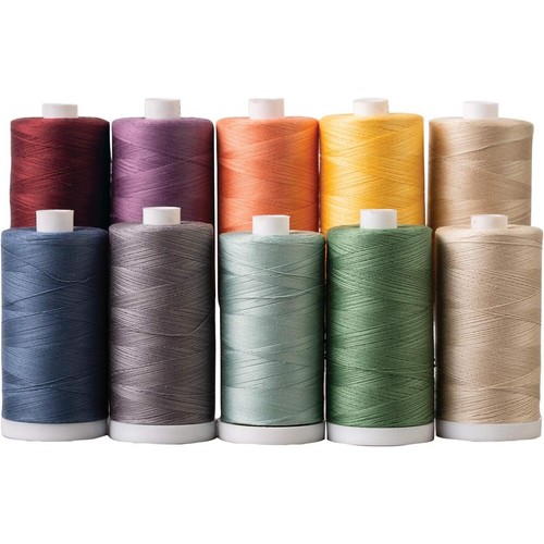 100% Cotton Thread Sets - 1200 Yard Spools (Set of 10 - Farmhouse)