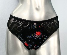 Victoria's Secret Thong Panty Body Victoria Black Floral Soft S M L XL