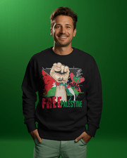 Felpa paricollo unisex con stampa Palestina free not war peace