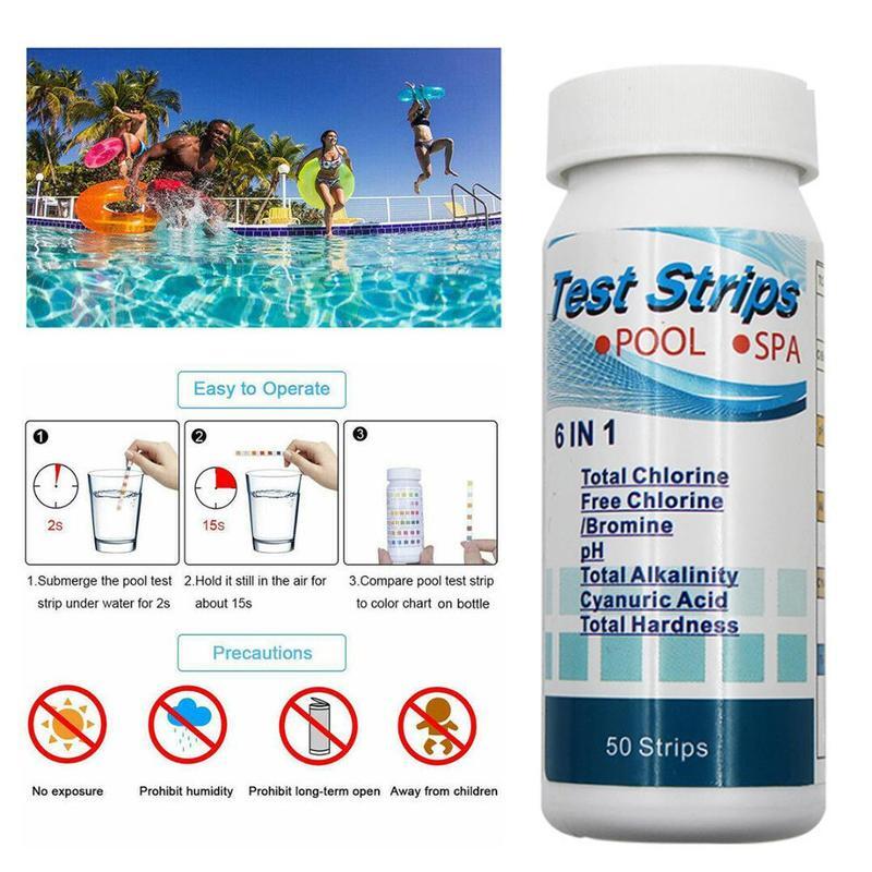 100 Stuks Zwembad Teststrips – 5-in-1 Watertest Voor PH, Chloor, Broom, Totale Alkali & Hardheid – Snel & Nauwkeurig Voor Spa En Zwembad