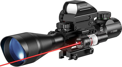 4-12X50 Dual Illuminated Riflescope with Laser & Holographic Dot Sight Combo