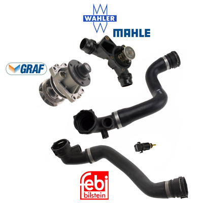 OES Water Pump Thermostat Upper Lower Hose Temperature Sensor 5pc for BMW E53 X5