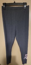 Adidas Gray stretch legging pants floral printed women's size Medium Athleisure 
