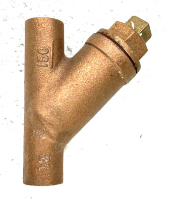 Bronze Y Strainer 1/2'' CTS Solder Joint Sweat Ends 150 Psi SWP w/ 20-Mesh Screen