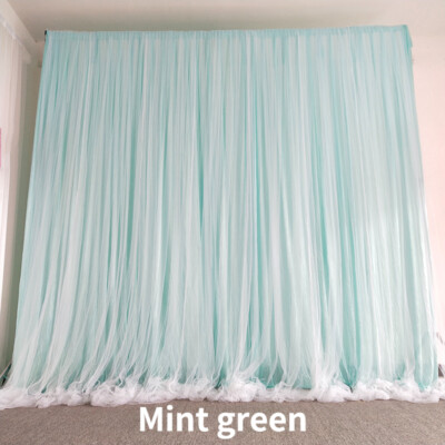 Tulle Satin 2 Layers Fabric Backdrop Curtain Drape for Wedding Party Photo