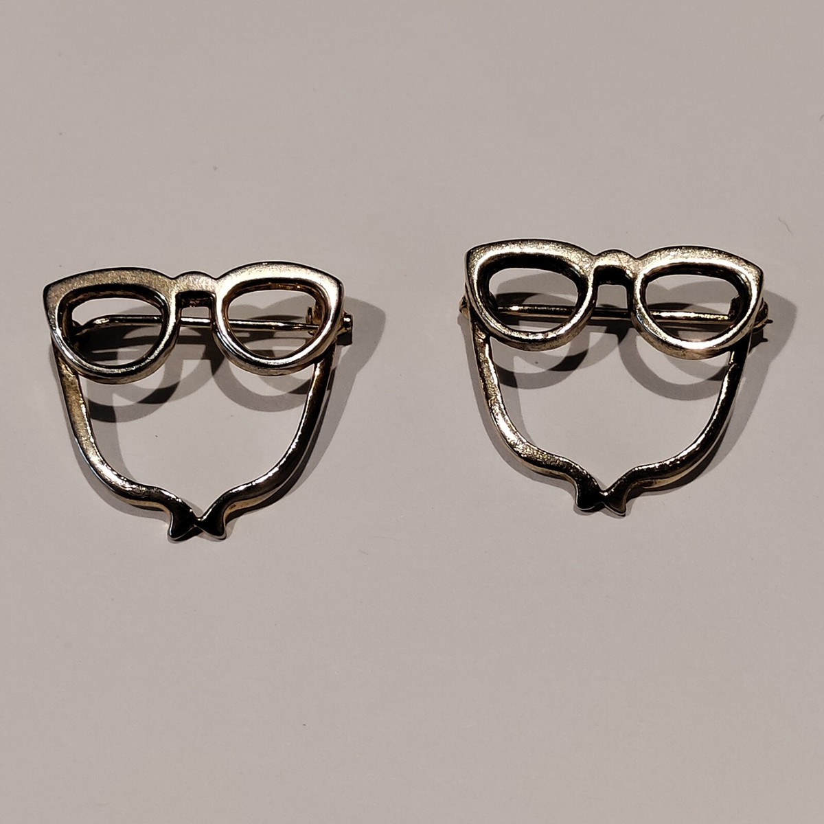 EYE GLASSES PIN BROOCH and gold tone Marked 