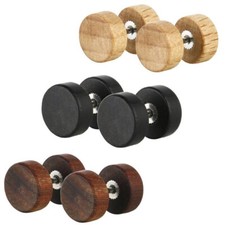 4pc Steel Bar Wood Ear Stud Barbell Fake Illusion Flesh Plug Cartilage Piercing