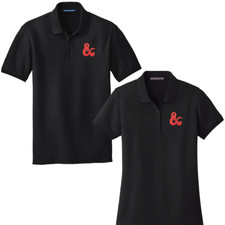 Dungeons  Dragons Embroidered Polo Shirt - Black with Red D D Logo