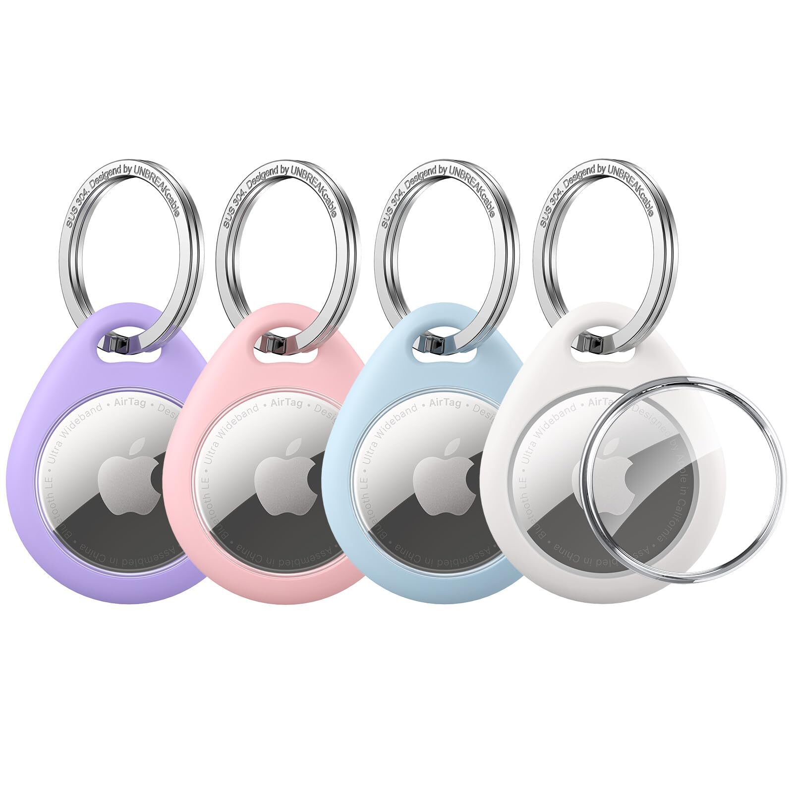 UNBREAKcable 4 Pezzi Custodia protettiva AirTag Macaron [Facile (p2a)