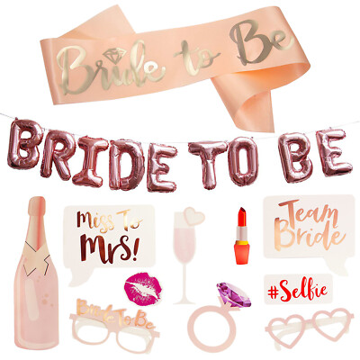 JGA Hochzeit Party Accessoire Set - Bride to Be Schärpe Ballons Fotorequisiten