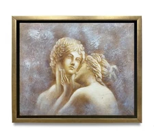 Hungryartist -Original Oil Painting of Greek Statue Lovers on Canvas 8x10 Framed