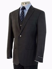 Men's Charcoal Gray Glen Plaid 3pc 2 Button Slim-Fit Suit w/ Matching Vest NEW