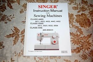 Large-Print Instructions Manual, Singer Sewing Machines 4411 4423 4432