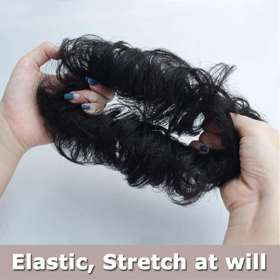 Hair Drawstring Messy Hair Donut Bun Elastic Band Synthetic hair Curly Chignon - Image 4 of 4