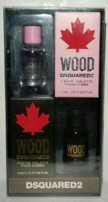 Dsquared2 Wood Eau De Toilette Men & Women Cologne & Perfume Gift Set .17oz Each