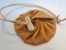 Leather Drawstring pouch Deer hide Deerskin Buckskin 3" Circle Pouch Runes bag