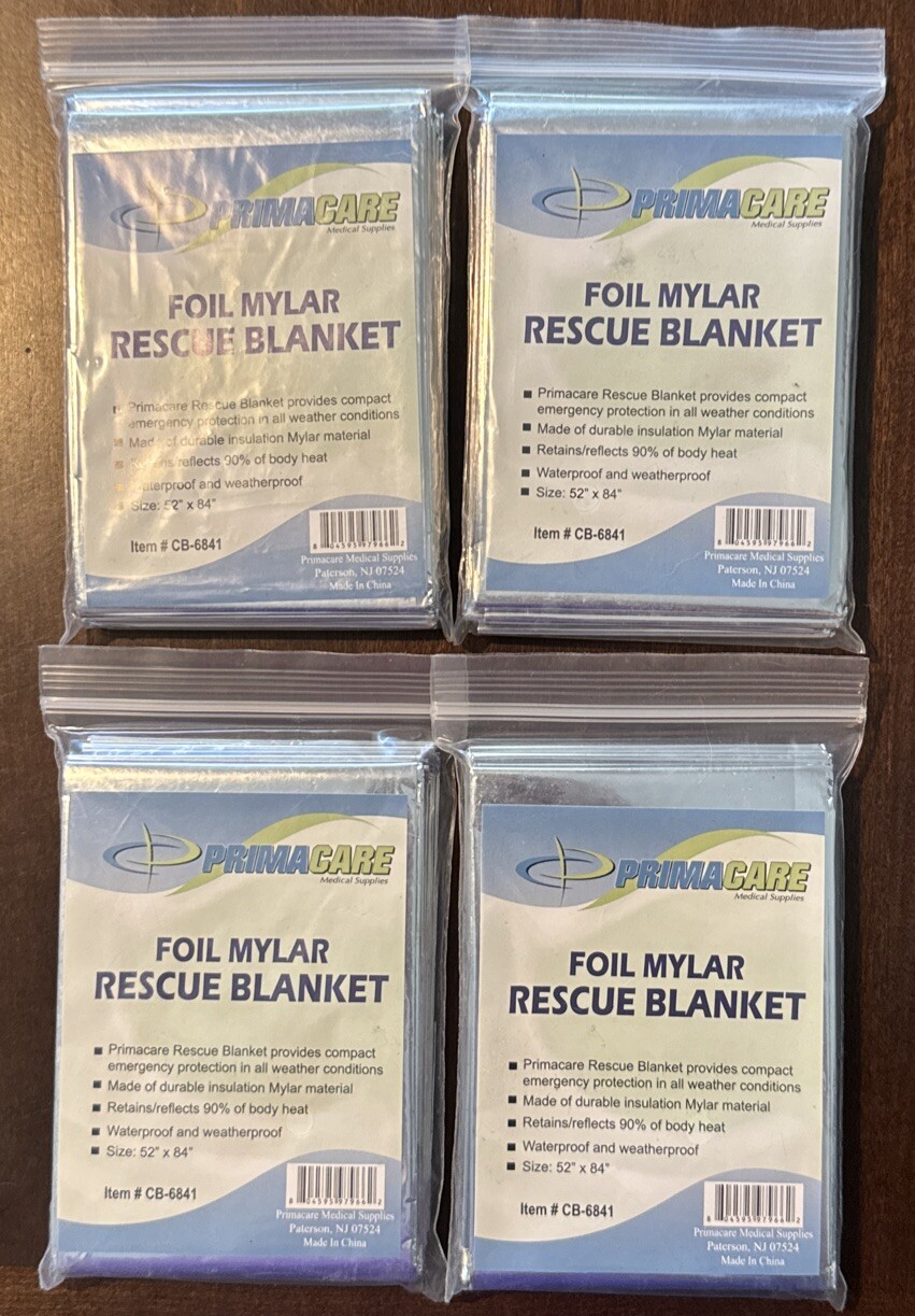 PrimaCare CB6841 82x54 inch Emergency Foil Mylar Thermal Blanket Lot 4