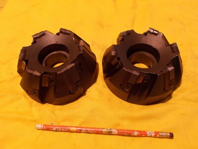 LOT of 2 CARBIDE INSERT 4'' MILL CUTTERS end face shell angle GREANLEAF USA