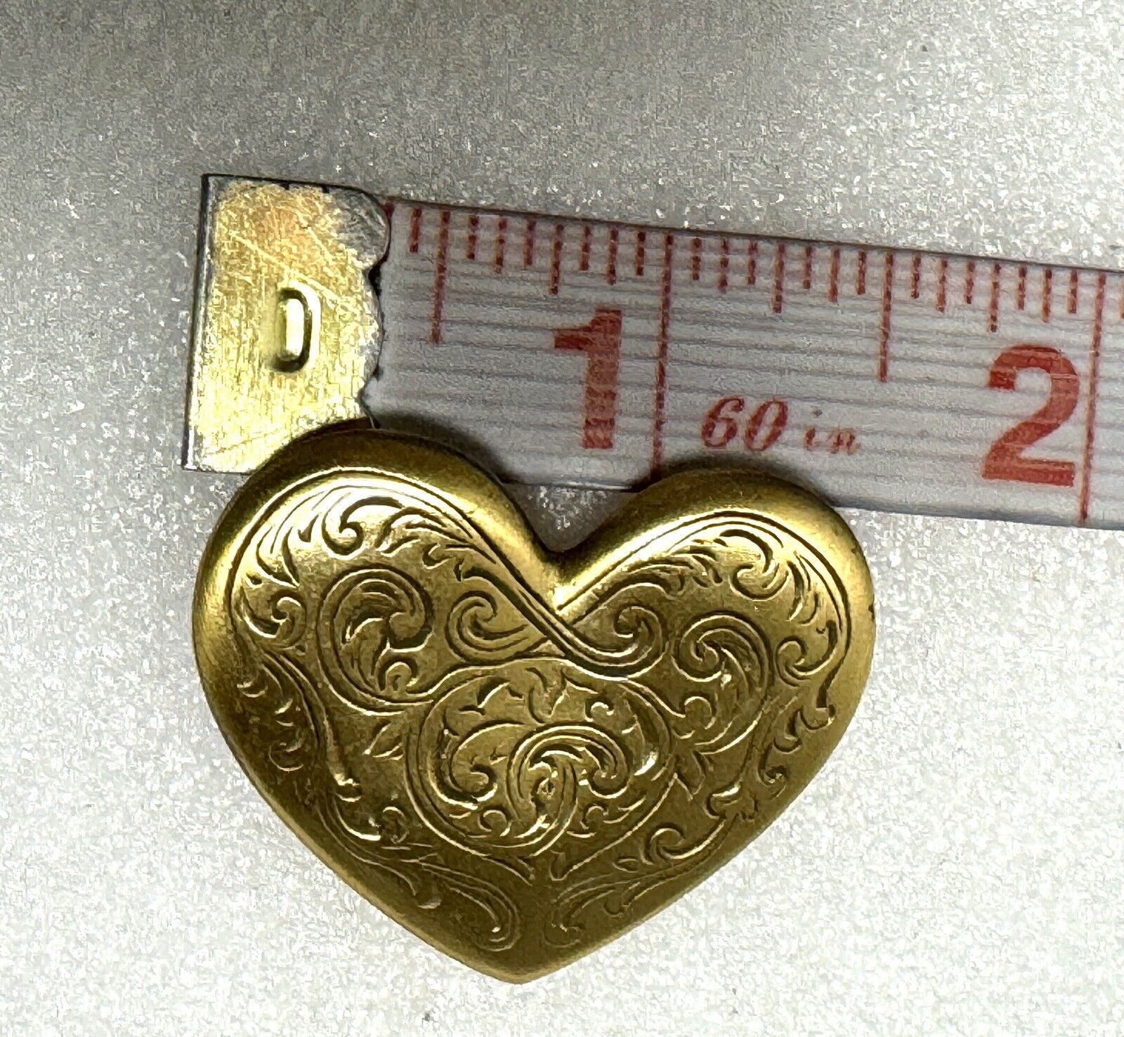 VTG Heart Danforth Pewter Gold Tone Brooch Pin 19… - image 6