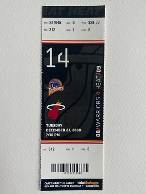 2008 Golden State Warriors at Miami Heat Ticket 12/23/08 Dwyane Wade | eBay
