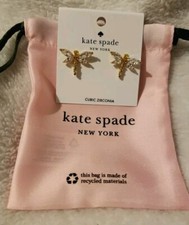 Kate Spade NY KG196 Gold Tone Greenhouse Dragonfly Stud Earrings CZ Accents NWT 